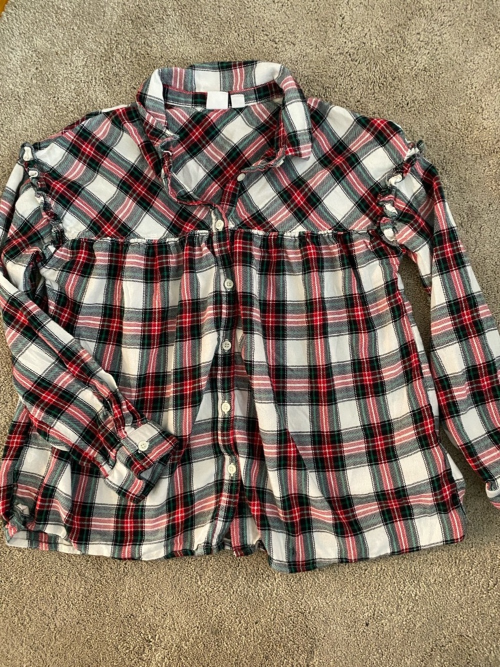 GAP Girls Plaid Button-Down Shirt - Red, Black & White,green